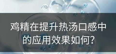 鸡精在提升热汤口感中的应用效果如何？